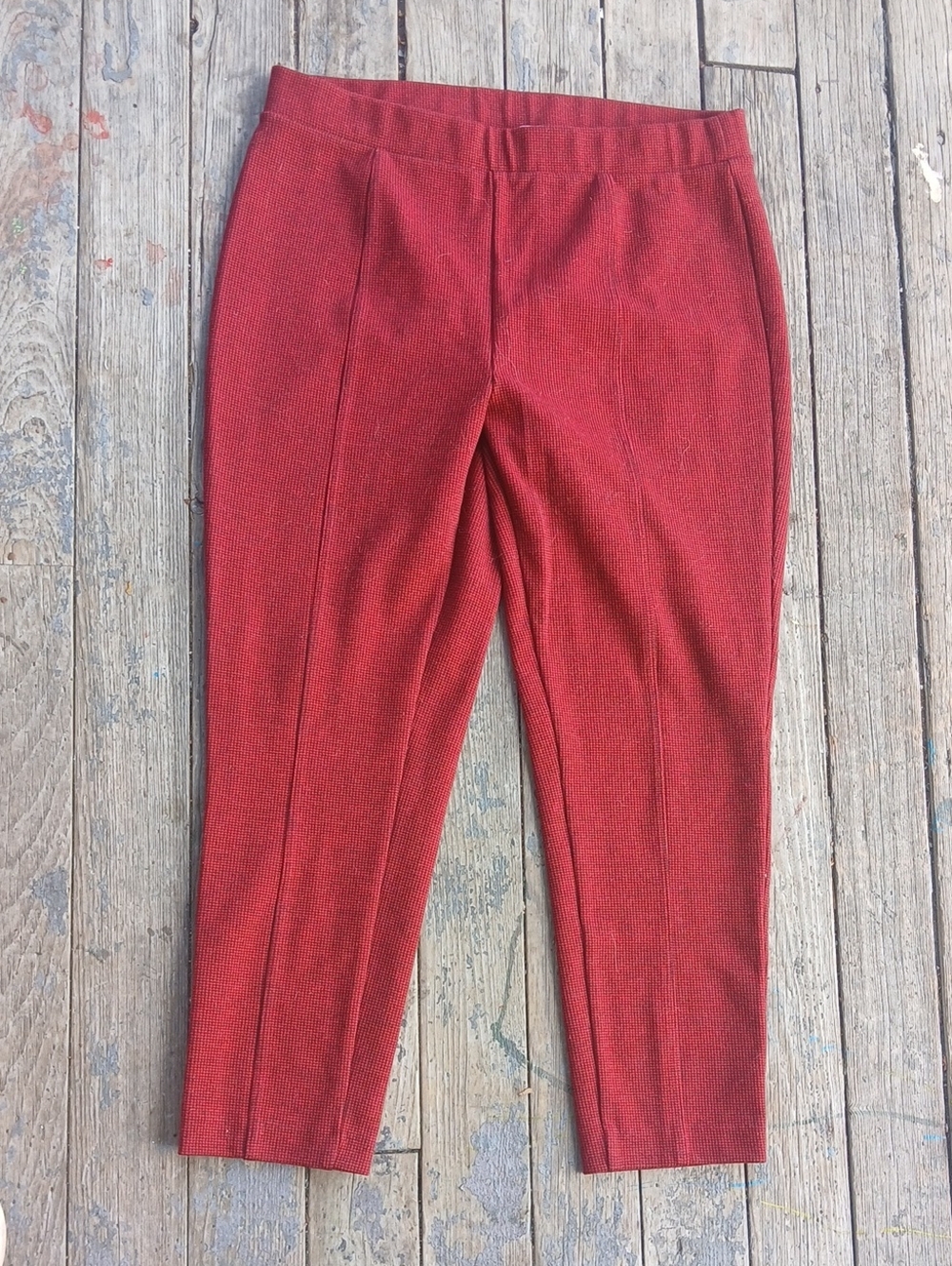 Talbots Ponte Red Black Houndstooth Ponte Knit Pull On Leggings